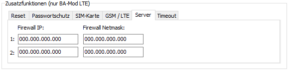 Screenshot BA-ModSet: Firewall-Einstellungen im Server-Modus (IP-Adresse und Netzmaske)