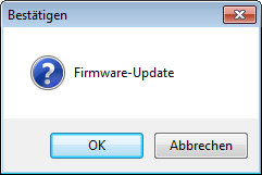 Screenshot BA-ModSet: Sicherheitsabfrage „Firmware-Update“ mit den Schaltflächen OK und Abbrechen