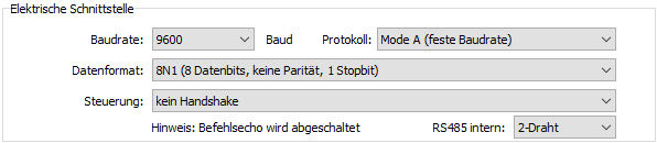 Screenshot BA-ModSet: Standardeinstellung Datenformat 8N1 für die temporäre Baudratenanpassung